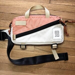 Topo Designs White Coral Canvas Utility Hip Pack Fanny Bag Belt Bag EUC Gorpcore